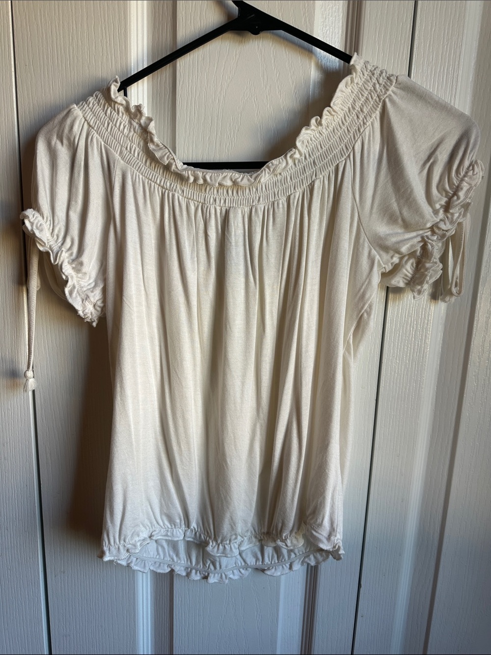American Rag Cream Off-Shoulder Ruffle Peasant Top - Picture 3 of 3